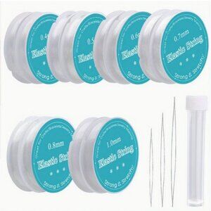 12 rolls of Beading Elastic, two each of  0.4mm, 0.5mm, 0.6mm, 0.7mm, 0.8mm, 1mm